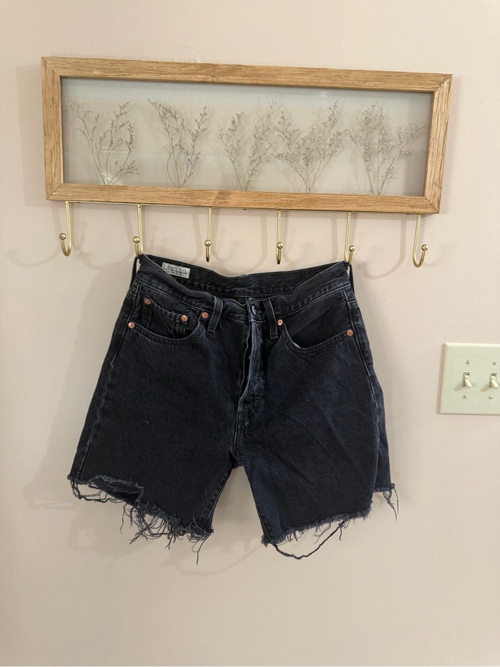 Levi's Black Distressed High-Rise Jean Shorts